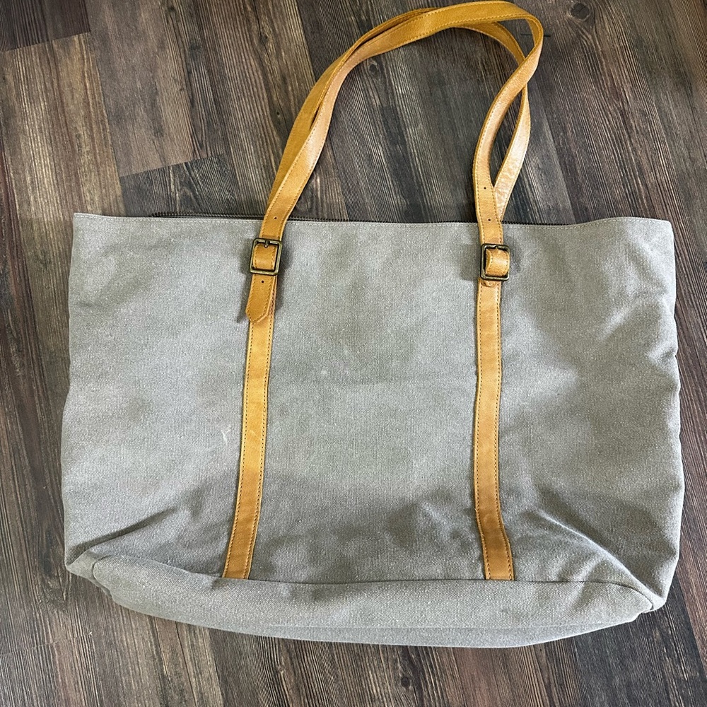 Hearth and Hand Magnolia Tan Tote Bag Leather Straps